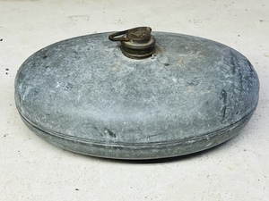 lot 228 image: ANTIQUE 12 x 8 x 5 AEMA GERMAN GALVANIZED METAL &amp BRASS BEDWARMER TANK  BOTTLE&nbsp