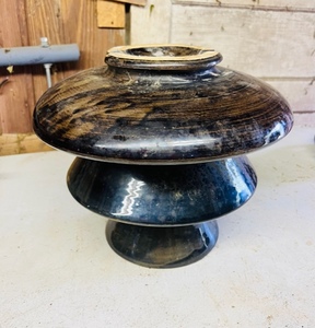 lot 237 image: Huge 3 Tier Mottled BrownPorcelainCeramic High Voltage Power Line Insulator