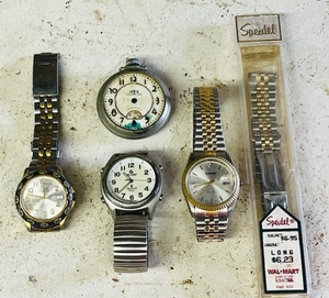 lot 240 image: Four Vintage Watches - Guess Waterpro, On-Time Talking Atomic, McGregor Hunt Club, Tower Pocket Watch - W New Speidel Band