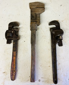lot 271 image: Three Vintage Pipe Wrenches - Including Merrit Tillson Wrench &amp Rigid