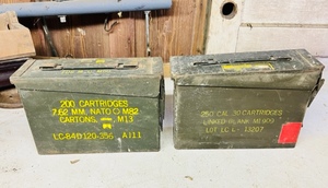 lot 278 image: Two Vintage Military Metal Ammo Cans