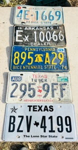 lot 296 image: Lot Of Five Assorted Vintage License Plates