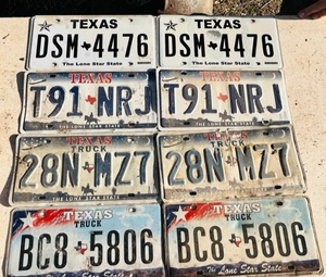 lot 303 image: Four Sets Of Matching Texas License Plates