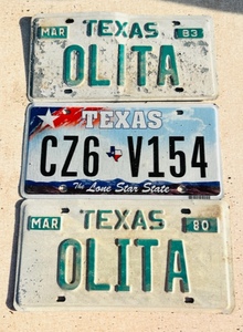lot 306 image: Two Personalized Vintage Texas License Plates & Additional Texas  The Lone Star State  License Plate