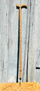 lot 310 image: Unique & Ornate Walking Cane W Indian Head Penny Inset in the Handle and Gig on the End For Spearing Things