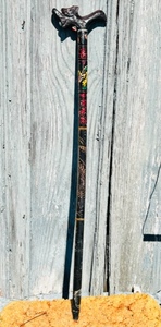 lot 313 image: Vintage Hand Carved Oriental Design Dragon Head Walking Cane