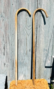 lot 320 image: Two Vintage Shepards Hook Handle Wooden Walking StickCane