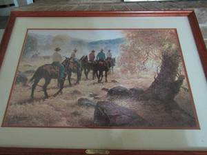 lot 40 image: ROBERT SUMMERS ART   GOLDEN MORNING  FRAMED  7301500     26 X 36  COA . Made in 1983