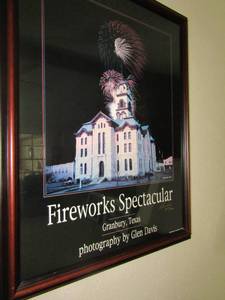 lot 44 image: Glen Davis photo signed of the Granbury square court house with fire works above  2720