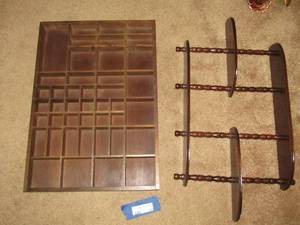 lot 205 image: printers tray  2417      wooden wall shelf to sit dcor on  1429
