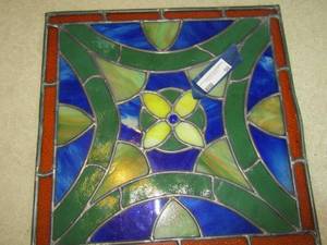 lot 50 image: STAINED GLASS  blue,orange,green size 1717