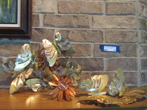 lot 81 image: 2 Metal bronze butterfly wall art-- 148 --  16 long