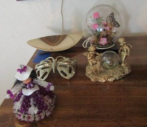lot 120 image: Beaded purple and clear doll, butterfly dcor, children and baby dcor, butterfly globe