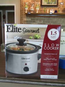 lot 129 image: Elite gourmet 1.5 quart slow cooker new never used
