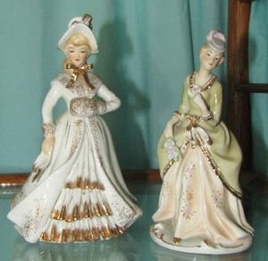 lot 139 image: Lefton  lady statues 7 tall    qty 2  China