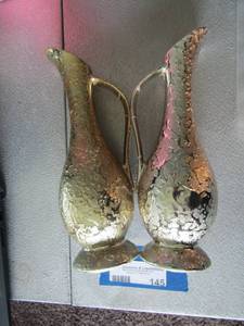 lot 145 image: gold and silver single rose vases w vases  9ht  qty 2