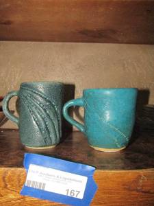 lot 167 image: RAG Handled mugs made out of clay