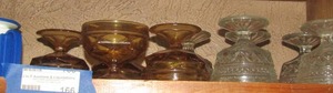 lot 166 image: clear glass and brown glass shurbert cups, coffe cups,