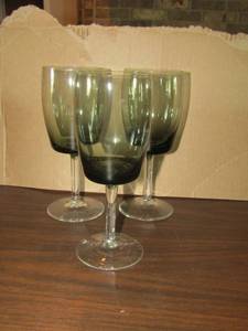 lot 172 image: clear glass dark bottom long stem wine glasses qty 3