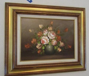 lot 201 image: framed vase with flower are, signed By Z. Biry 2024