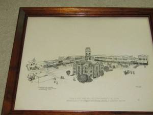 lot 232 image: Granbury Square photo framed 1987, Signed By Hugh Riker , 12 14 15 12