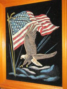 lot 238 image: ART  American flag and American eagle 19 X 15