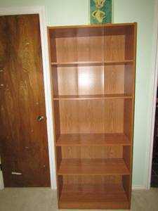 lot 266 image: 5 tier brown wood book shelf, 713012