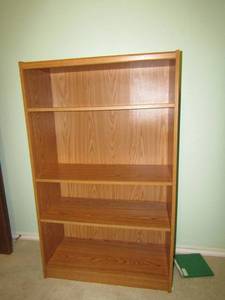 lot 228 image: Brown book shelf 4 tier shelving 48 30