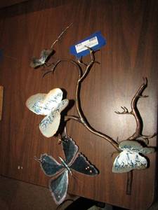 lot 274 image: metal butterfly wall art