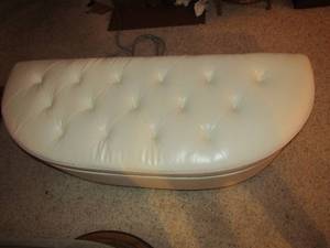 lot 279 image: white half moon ottoman  very nice no damage 155120 black fabric inside  almost brand new
