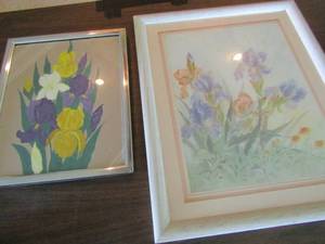 lot 301 image: framed photo of tulips  15 x 12,  framed photo of wild flowers 22 x 18