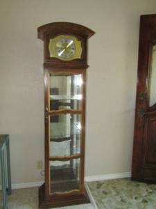 lot 15 image: Vintage clock with bottom glass opening with 3 tier storage 70 12 20 14 12  clock needs new hands