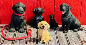 lot 71 image: Adorable 5 Figurine Collection of Four Black Labs And One Golden Lab