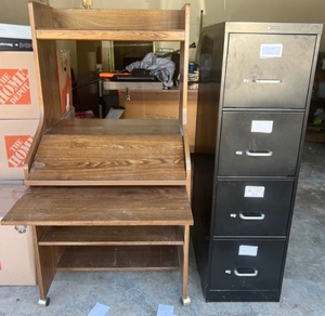 lot 88 image: Rolling Computer Desk W File Cabinet