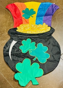 lot 93 image: 48in. X 32in. Lucky Shamrock Pot of Gold at the End of the Rainbow Banner