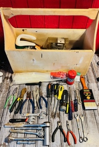 lot 155 image: Wooden Tool Box W Contents &amp All Shown Tools