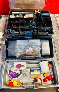 lot 169 image: One Bait Box and Tackle &amp One Two-Sided Phantom Tackle Box Full of Tackle But Has Bad Lids.