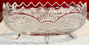 lot 191 image: Stunning Vintage Cut Lead Chrystal Etched &amp Footed 11 Sawtooth BowlFruit Bowl- Weighs 5 lbs.&nbsp