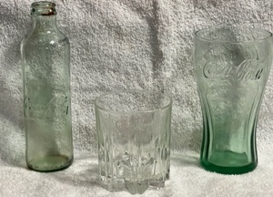 lot 195 image: Crown &amp Coke Lot - Crown Royal Whiskey Low Ball Tumbler (Made in Italy) Coca-Cola Bottle Coca-Cola Glass