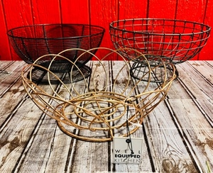 lot 244 image: Lot of Three 10 Stylish Wire Fruit BowlsBaskets