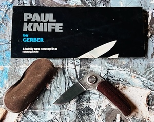 lot 16 image: Vintage Gerber Knives Paul Folder 2PW Cocobolo Handle &amp Sheath