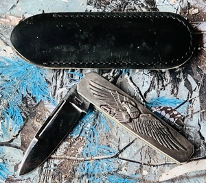 lot 17 image: A. G. Russell Springdale Arkansas Stainless Germany Bicentennial Folding Pocket Knife WSheath