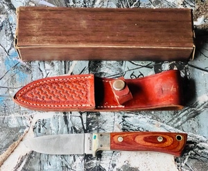 lot 18 image: Vintage Handmade Sharp Model 1000S Hunting Knife WLeather Sheath &amp Box
