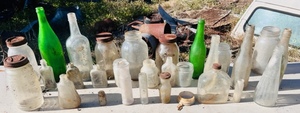 lot 105 image: Huge Lot of AntiqueVintage Glass Bottles &amp Jars - Including Cork Stopper Bottles, Heinz Products, Brooks Bottles, &amp Pickle Barrel Jars
