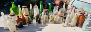 lot 107 image: Huge Lot of AntiqueVintage Glass Bottles &amp Jars - Including Dr Pepper, Pepsi, Heinz, JR Watkins, Beer, Whiskey, &amp Honey