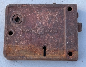 lot 60 image: Antique Norleigh Diamond Hardware Rim Lock