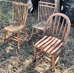 lot 166 image: Three Vintage Wooden Chairs