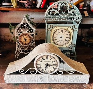 lot 95 image: Two Poirot &amp Germain Metal Clocks W Edinburgh Clock Works England Metal Clock