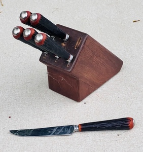 lot 130 image: Set of Six John Hull Cutlers Sheffield England Steak Knives WBlock