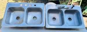 lot 148 image: Two Stainless Steel Double Kitchen Sinks - Including One Sterling by Kohler&nbsp
